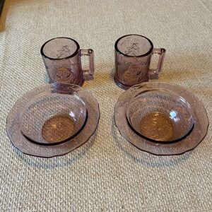 Vtg Tiara Child Nursery Rhyme Set Humpty Dumpty Mug & Mother Goose Bowl